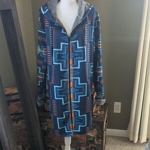 Geometric Patterned Hooded Jacket